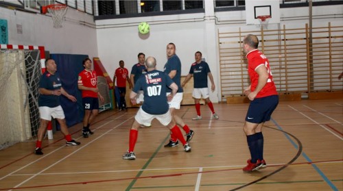 Ambassador Knott in action during the GB United - Videoton friendly football match