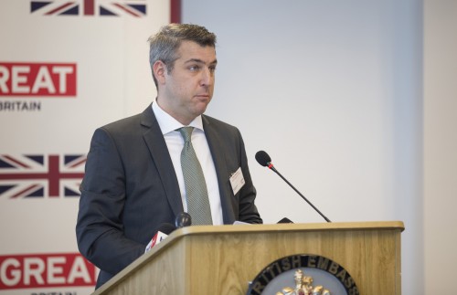 Oliver Strommer, Manager of the newly opened British Business Centre speaking at the Opening Ceremony
