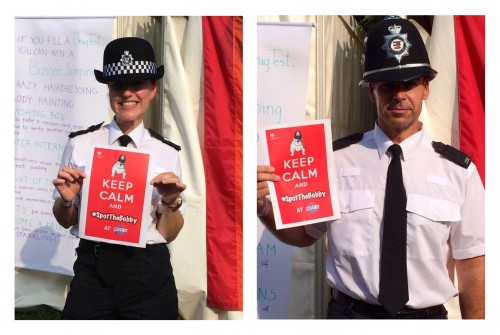 Police Sergeant Natalie Ranahan and Police Constable Steve Warden promoting the British Embassy's consular campaign at Sziget Festival