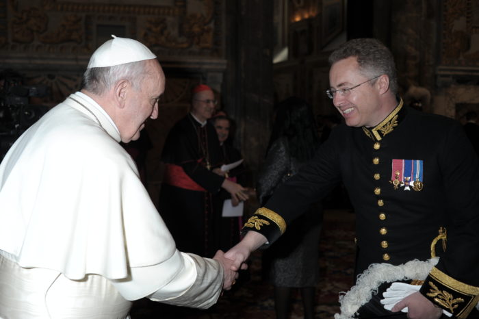 HMA Holy See Nigel Baker and Pope Francis