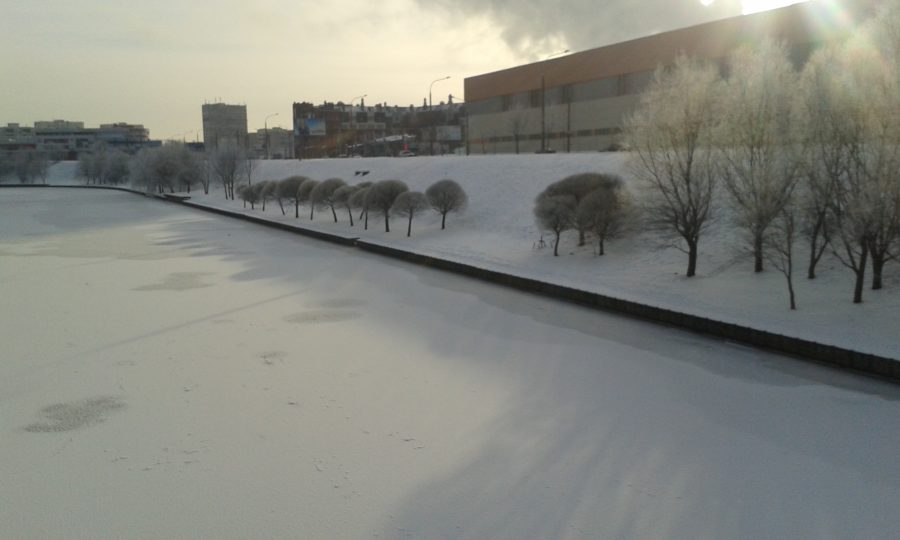River Svisloch in the centre of Minsk, January 2016 