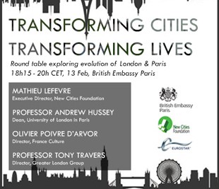 "Transforming cities, transforming lives" logo - Event at the Residence, 13 February 2014