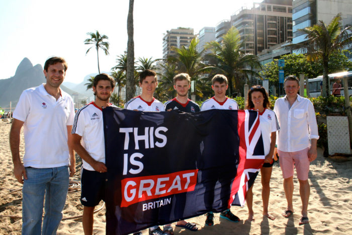 Tristan (far left) with the TeamGB Road Cycling Team