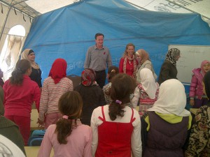 رئيس الوزراء البريطاني ديفيد كاميرون في مخيم الزعتري