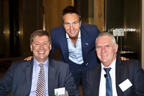 HE Paul Madden with Allan Border and Michael Vaughan