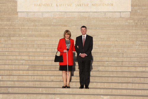 HMA Ankara, Richard Moore, on credentials day at Ataturk's mausoleum with his wife, Maggie