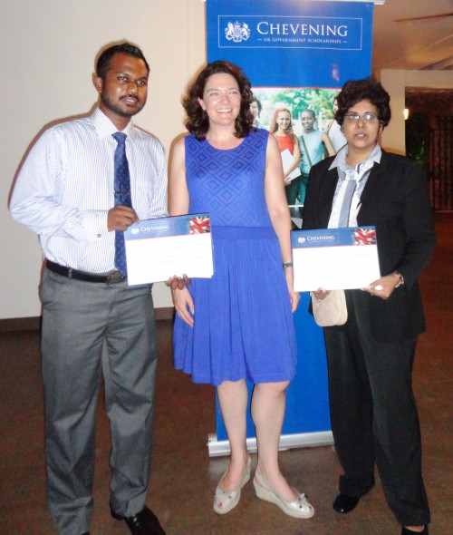 The two Chevening Scholars, for 2014/15 with Laura Davies