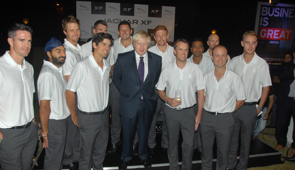 Boris Johnson with English cricket team