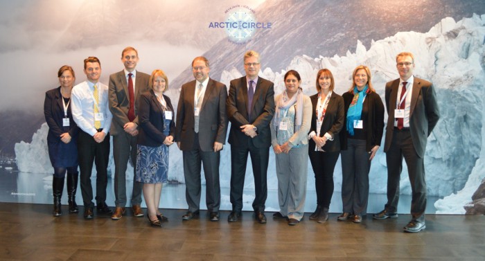 UK delegation at the Arctic Circle Conference. Centre - Professor Robin Grimes (L), HM Ambassador Stuart Gill (R)