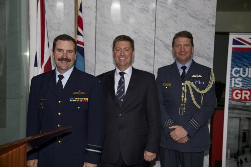 Air Vice Marshal Leo Davies, HE Paul Madden and Wing Commander Tony Bull