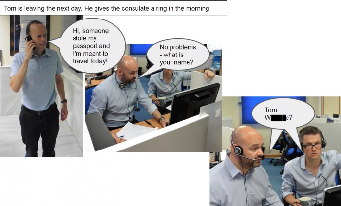 Tom rings the contact centre, where he is well known to staff