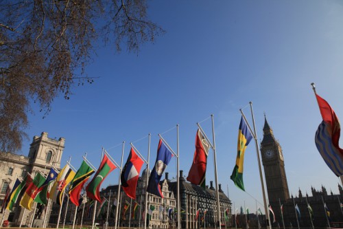 Flags representing the Commonwealth nations on Commonwealth day – the FCO has staff in nearly 270 diplomatic offices around the globe. 
