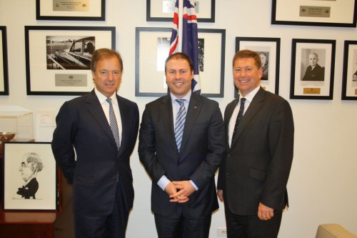 UK Minister Hugo Swire (left) with Josh Frydenberg MP (centre) and HE Paul Madden.
