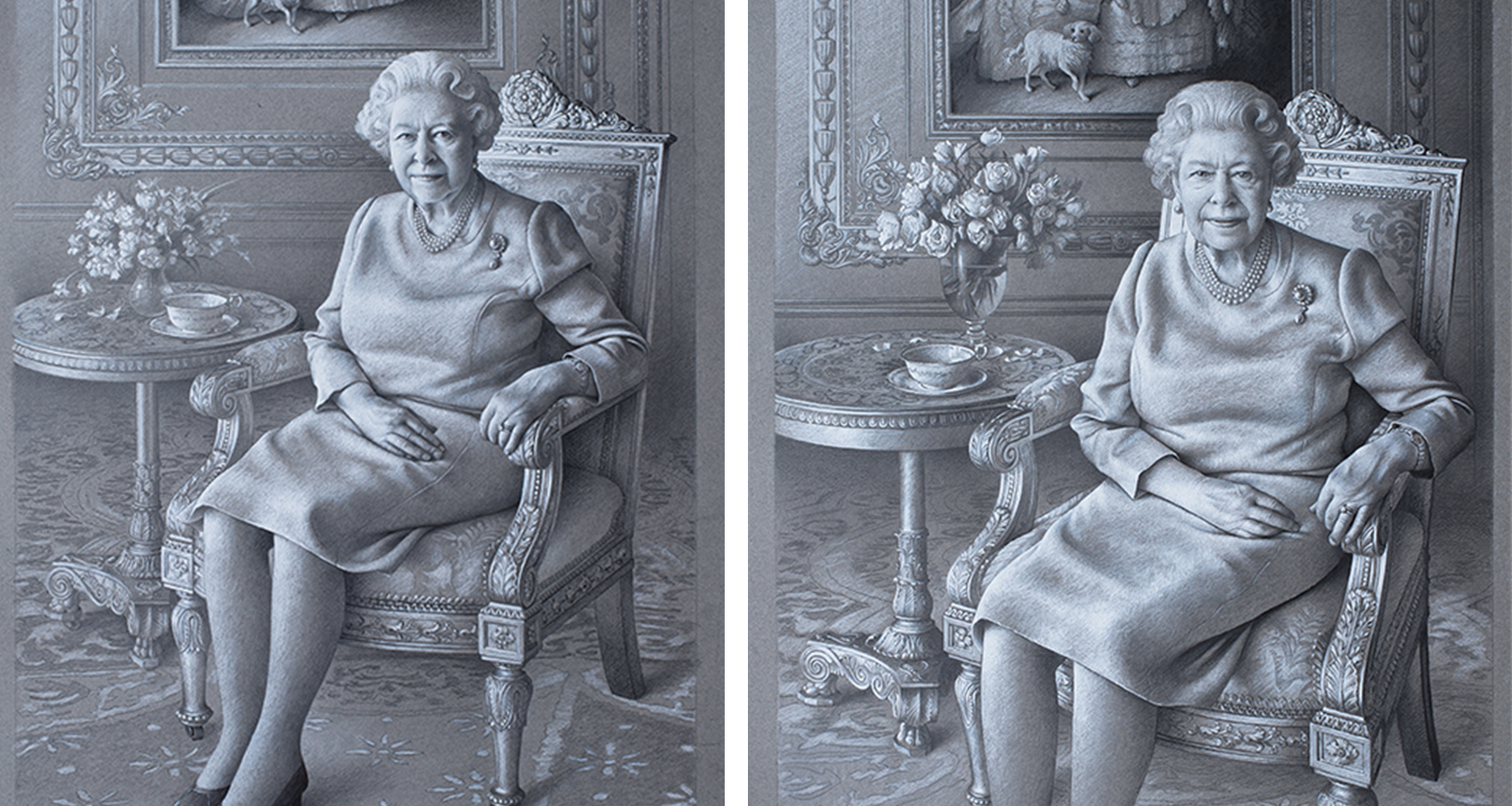 Miriam Escofet HM The Queen portrait sketches