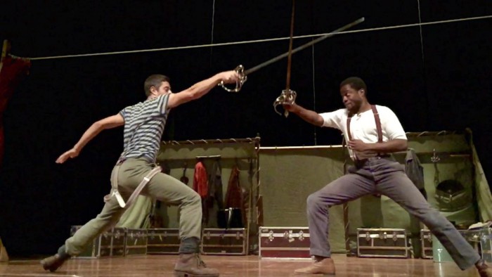 Image taken at the rehearsal: Hamlet and Laertes sword fight
