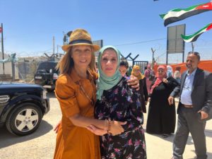 Helen with a teacher in Zaatari