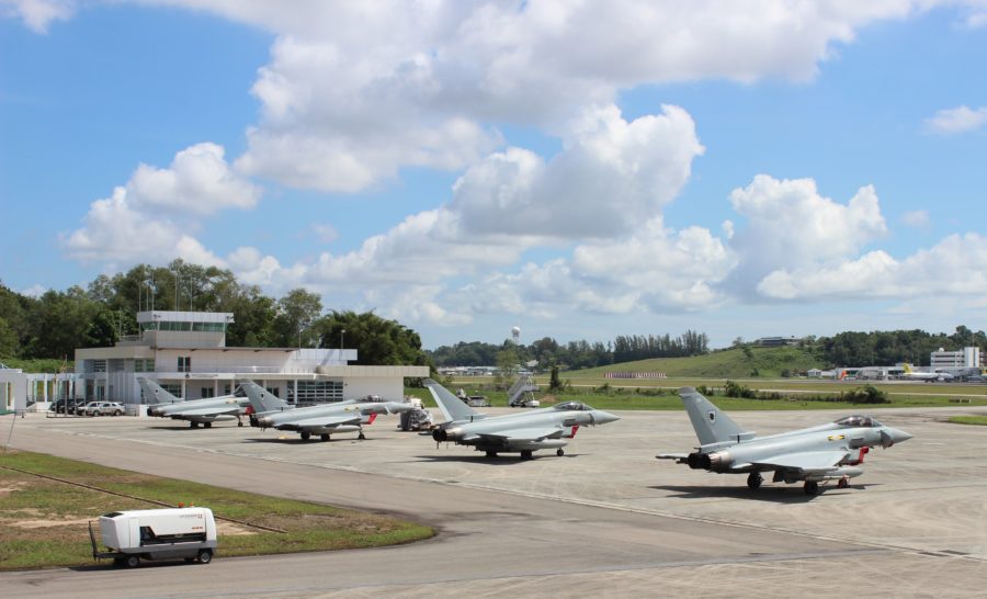 Four of the RAF Typhoons at Rimba Airbase