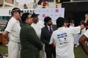 Nick Low and Avishek Dalmiya handing over the Winner's Cup to team 'India in UK'