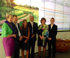 British High Commissioner Judith Macgregor (far left) at the Johannesburg Stock Exchange to present findings of a pilot carbon offset trade funded by the UK Prosperity Fund. 