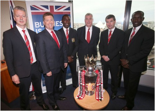 HE Paul Madden, CG Nick McInnes with Andy Cole, Dennis Irwin and Dwight Yorke