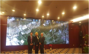 Anna Soubry Minister for Small Business, Industry and Enterprise meeting Sir Martin Sweeting, Chairman of Surrey Satellites, during her visit to Beijing 