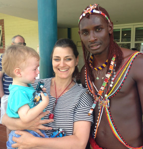 Brennan Jr and Mrs Brennan with Maasai Cricket Warriors Captain Sonyanga Ole Ngais
