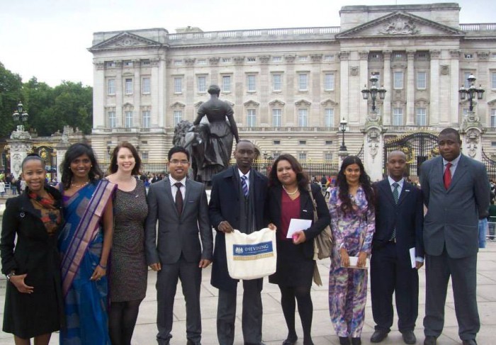 Alieen with other Chevening scholars outside Buckingham Palace