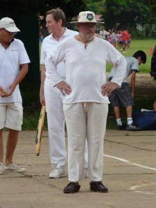 As umpire at an England vs. Aussie cricket test match in Laos