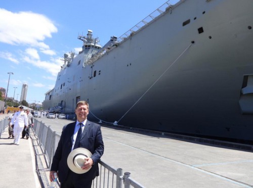 HE Paul Madden at the commissioning ceremony for HMAS Canberra
