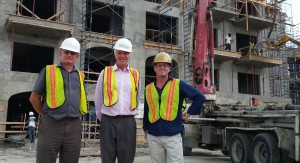 The Governor visits the site of the Shore Club development in Providenciales. Left to right: Paul Biffen (Senior Project Director,) Governor Beckingham, Stan Hartling (CEO Hartling Group, Shore Club developers.)