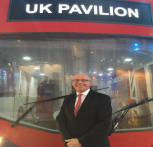 Lawrence Davies at the UK pavilion at Auto Expo in New Delhi