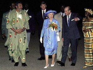 Photo of The Queen and Prince Philip taken during their visit to Ghana in 1999.