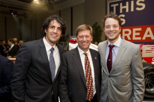 Andy Lee, High Commissioner Paul Madden and Hamish Blake at the Melbourne launch of the GREAT campaign