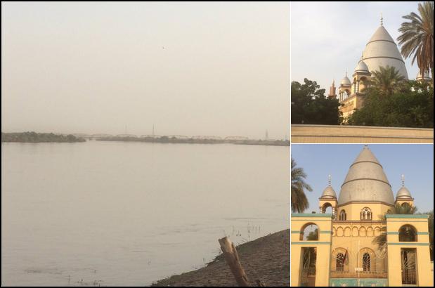 A drive to Omdurman at dusk - across the White Nile and past confluence of 2 rivers all the way to the Mahdi's tomb