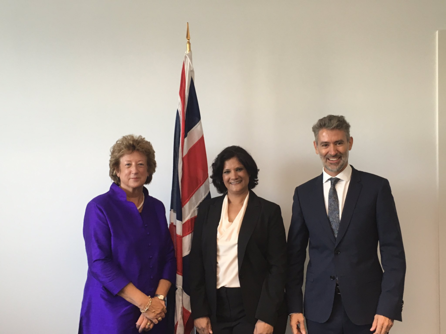 Baroness Anelay, Special Raporteur Urmila Bhoola and UK Ambassador Julian Braithwaite