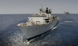 HMS Bulwark during operations in the Mediterranean Sea to rescue migrants in danger. Credits: MOD